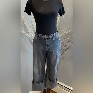 Petite Sophisticate Wide Cuff Denim Capris Sz 8